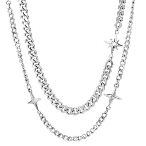Nehrđajućeg čelika, nakit ogrlice, 304 nehrđajućeg čelika, bez spolne razlike & različite veličine za izbor, izvorna boja, Prodano By PC