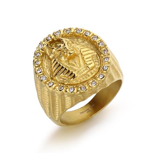 Nerezové Šatonové prst prsten, 304 Stainless Steel, módní šperky & různé velikosti pro výběr & pro muže & s drahokamu, více barev na výběr, Prodáno By PC