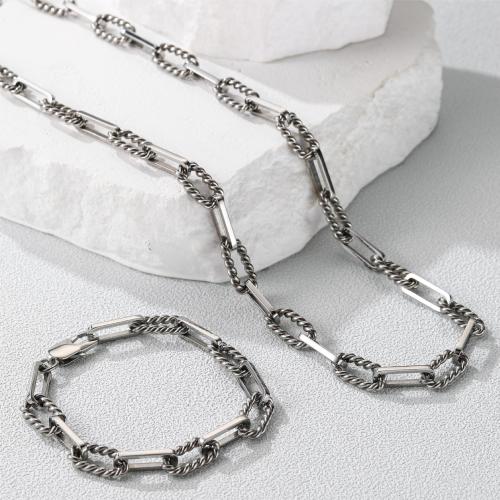 Stainless Steel Nakit Kompleti, narukvica & ogrlica, 304 nehrđajućeg čelika, modni nakit & razlièite duljine za izbor & bez spolne razlike, izvorna boja, Prodano By PC