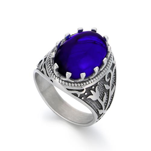 Stal nierdzewna Rhinestone Ring Finger, Stal nierdzewna 304, biżuteria moda & różnej wielkości do wyboru & dla człowieka & z kamieniem, dostępnych więcej kolorów, sprzedane przez PC