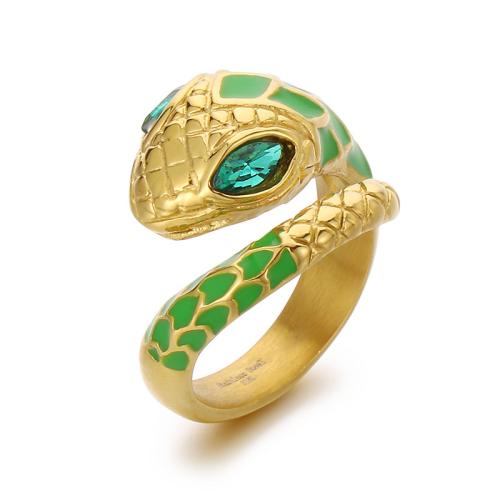 Emalia Stal nierdzewna Ring Finger, Stal nierdzewna 304, Wąż, biżuteria moda & różnej wielkości do wyboru & dla człowieka, dostępnych więcej kolorów, sprzedane przez PC