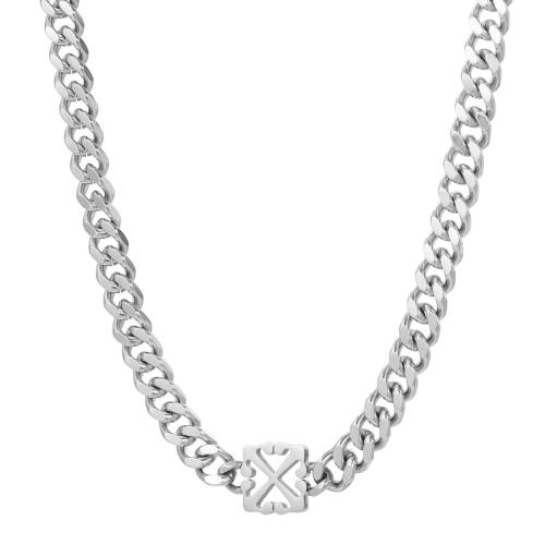 Nehrđajućeg čelika, nakit ogrlice, 304 nehrđajućeg čelika, Trg, modni nakit & bez spolne razlike, izvorna boja, 16x28mm, Dužina 55 cm, Prodano By PC