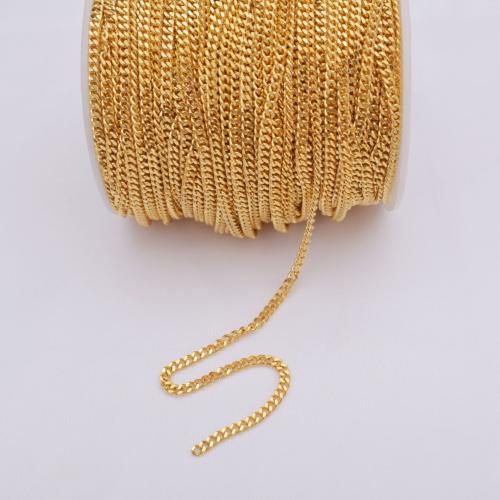Mosazný obrubníkový řetěz, Mosaz, barva pozlacený, DIY & různé velikosti pro výběr, nikl, olovo a kadmium zdarma, Prodáno By m