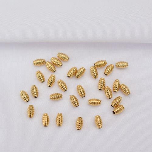 Brass távtartó gyöngyök, Sárgaréz, Ovális, arany színű aranyozott, DIY, nikkel, ólom és kadmium mentes, 5x3mm, Lyuk:Kb 1.5mm, Kb 100PC-k/Bag, Által értékesített Bag