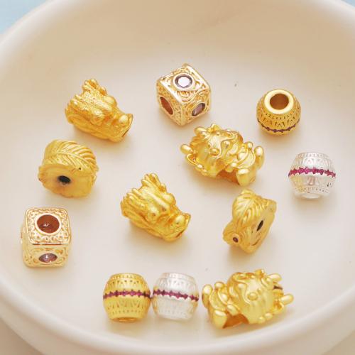 Zinc Alloy Jewelry Beads gold color plated DIY & with rhinestone nickel lead & cadmium free Sold By PC