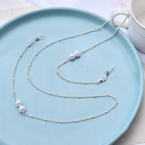 Glasses Holder Copper Alloy with Plastic Pearl plated fashion jewelry Length 70 cm Sold By PC