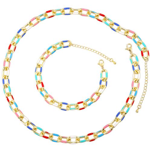 Brass Jewelry Set, plated, different styles for choice & for woman & enamel, more colors for choice, Sold By PC