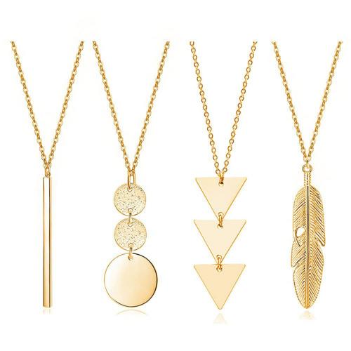 Brass Necklace plated 4 pieces & for woman Sold By Set