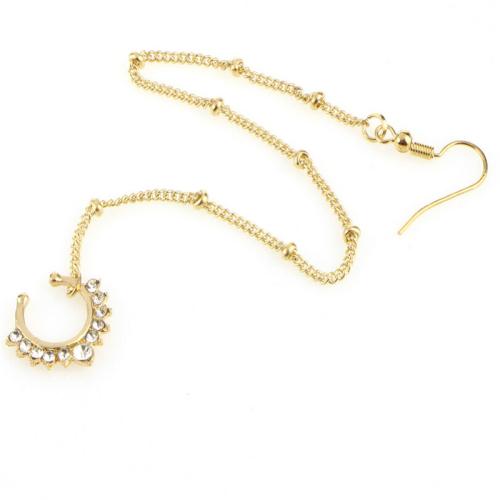 Zinc Alloy Nose Piercing Jewelry Unisex & with Czech rhinestone Chain length approx. 19CM Sold By PC