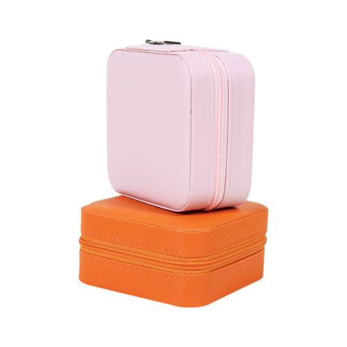 Multifunctional Jewelry Box, PU Leather, with Flocking Fabric, portable & dustproof, more colors for choice, 100x100x50mm, Sold By PC