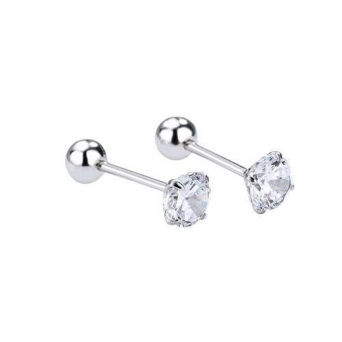 925 Sterling Silver Stud Earring & for woman & with cubic zirconia Sold By Pair