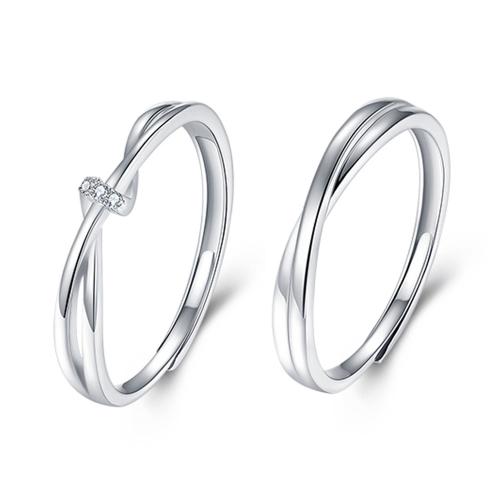 925 sterling zilver paar Ring, geplatineerd, verstelbaar & verschillende stijlen voor de keuze & micro pave zirconia & voor paar, Verkocht door PC