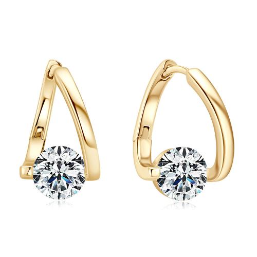 925 Sterling Silver Lever Back Earring Geometrical Pattern micro pave cubic zirconia & for woman & hollow Sold By Pair