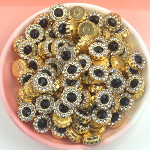 Hair Accessories DIY Findings ABS Plastic Flower with rhinestone 10mm Sold By PC