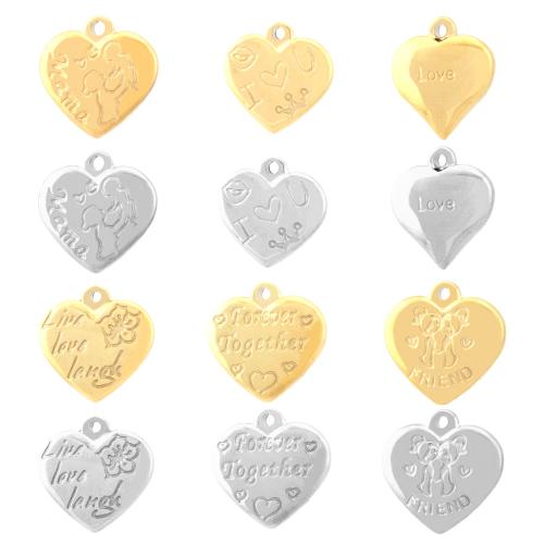Stainless Steel Heart Pendants, 304 Stainless Steel, Vacuum Ion Plating, fashion jewelry & DIY & different designs for choice, more colors for choice, 17x16mm, Sold By PC