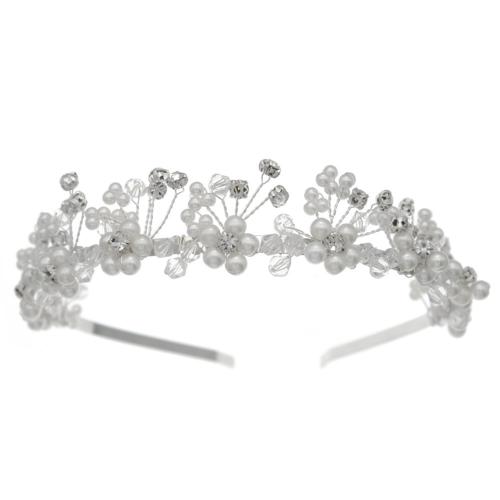 Haarbanden, Zinc Alloy, met Plastic Pearl, mode sieraden & voor vrouw & met strass, zilver, Verkocht door PC