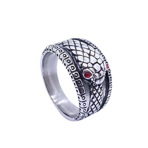 Nerezové Šatonové prst prsten, 304 Stainless Steel, lesklý, unisex & různé velikosti pro výběr & s drahokamu, width 14mm, Prodáno By PC