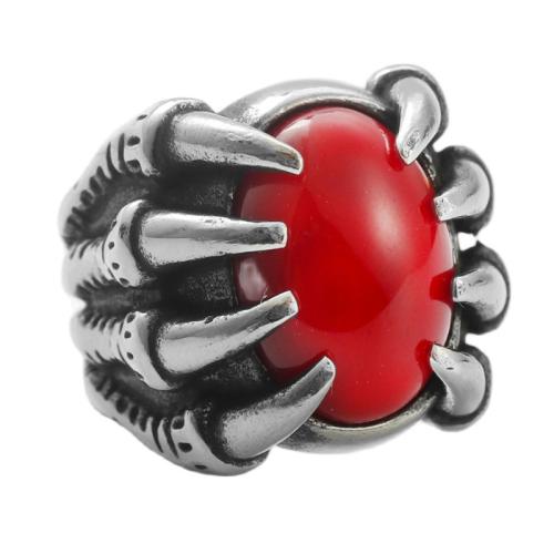 Stainless Steel Finger Ring 316 Stainless Steel with Garnet polished fashion jewelry & Unisex Sold By PC