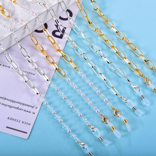 Glasses Holder Copper Alloy with Crystal & Plastic Pearl plated fashion jewelry Length 70 cm Sold By PC