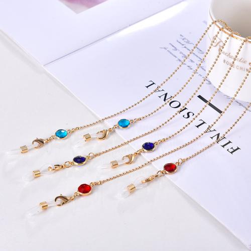 Glasses Holder Copper Alloy plated fashion jewelry & with rhinestone nickel lead & cadmium free Length 70 cm Sold By PC