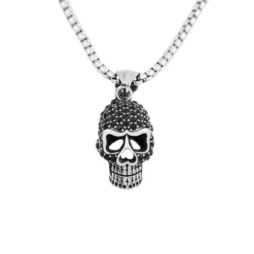 Titanium Steel Pendants Skull polished & with rhinestone Sold By PC