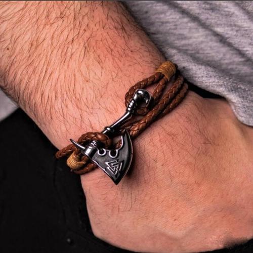 Stainless Steel Jewelry Bracelet 304 Stainless Steel with Microfiber PU handmade Unisex brown Sold By PC