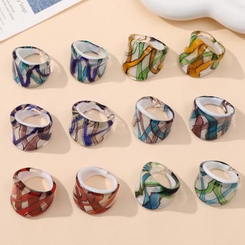 El anillo de dedo unisex, Cristal de murano, Joyería & unisexo, más colores para la opción, 25mm, 12PCs/Caja, Vendido por Caja