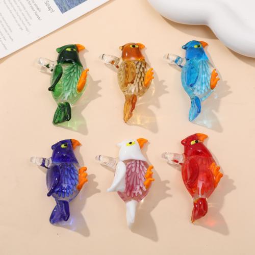 Fashion Lampwork Pendants, Parrot, fashion jewelry & DIY, more colors for choice, 35x60mm, 12PCs/Bag, Sold By Bag