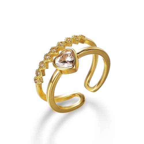 Krychlový Circonia Micro vydláždit mosazný prsten, Mosaz, Srdce, módní šperky & micro vydláždit kubické zirkony & pro ženy, Velikost:7, Prodáno By PC