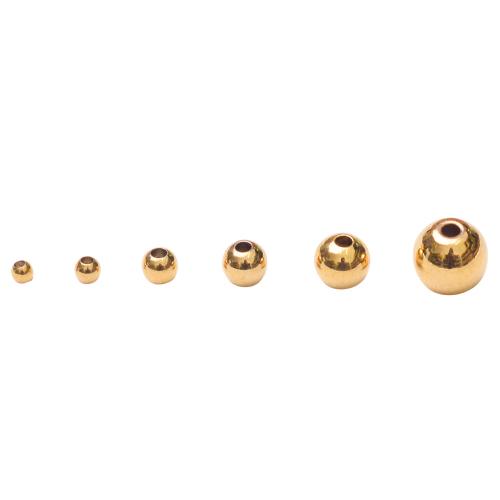 Perles bijoux en laiton, Rond, Placage de couleur d'or, DIY & normes différentes pour le choix, protéger l'environnement, sans nickel, plomb et cadmium, Environ 100PC/sac, Vendu par sac