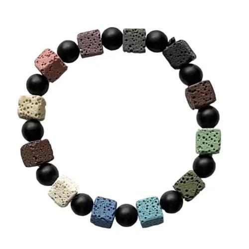 Gemstone Bracelets Lava with Black Agate fashion jewelry & Unisex Length Approx 19 cm Sold By PC