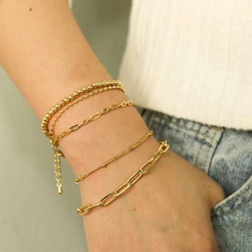 Titanium Steel Bracelet & Bangle plated fashion jewelry golden The bracelet is about 20cm long Sold By PC