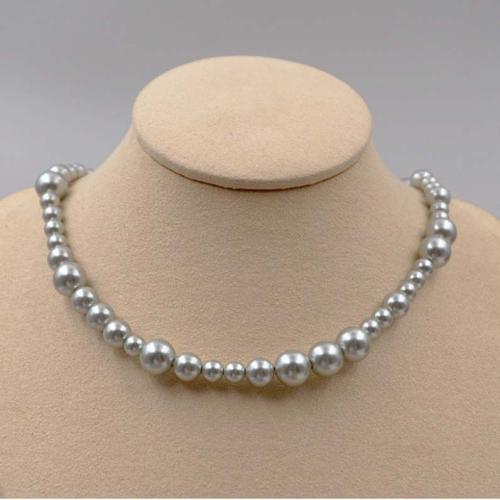 South Sea Shell Necklace Titanium Steel with Shell Pearl plated fashion jewelry silver color Length 40 cm Sold By PC