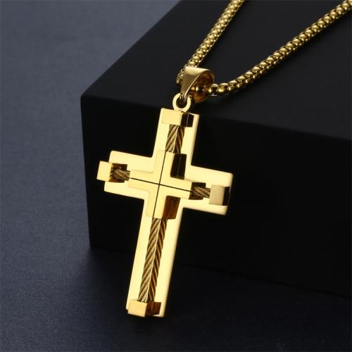 Stainless Steel Cross Pendants 304 Stainless Steel plated golden Sold By PC