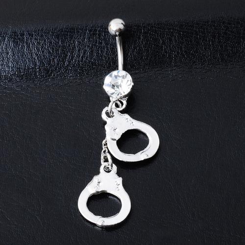 Fashion Personality Body Piercing Jewelry And Accessories Zinc Alloy with 316L Stainless Steel plated Unisex & micro pave cubic zirconia white 5MM steel ball *1.6*11MM bend rod Sold By PC