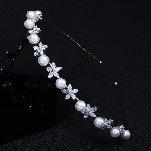 Haarbanden, Zinc Alloy, met Plastic Pearl, mode sieraden & voor vrouw & met strass, zilver, Verkocht door PC