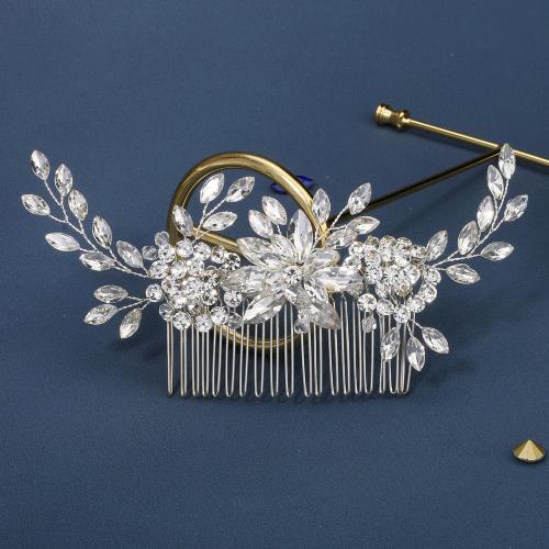Bröllops Dekorativa hår kam, Zink Alloy, mode smycken & för kvinna & med strass, silver, 150x70mm, Säljs av PC