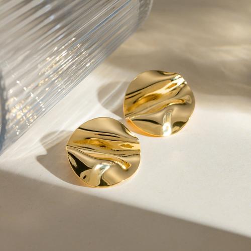 Roestvrij staal Stud Earrings, 304 roestvrij staal, plated, mode sieraden, gouden, 26.60x26.70mm, Verkocht door pair