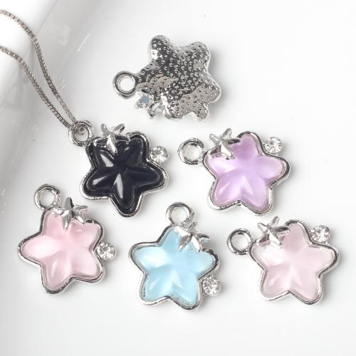Zinc Alloy Star Pendant with Resin plated DIY & with rhinestone nickel lead & cadmium free Approx 2mm Sold By Bag