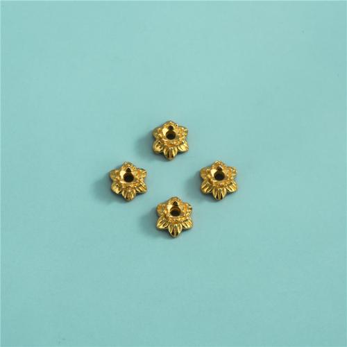 925 Sterling Silver Bead Cap, petals, DIY, golden, 7.40x4.50mm, Hole:Approx 1.8mm, Sold By PC