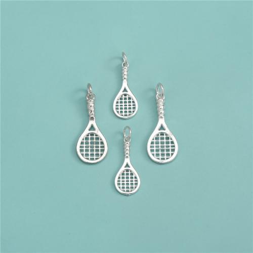925 Sterling Silver Pendant Tennis Racket DIY silver color Sold By PC