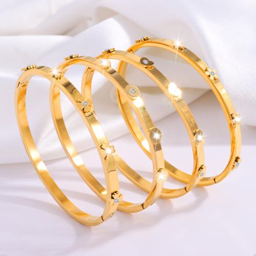 Titanium Steel Bracelet & Bangle plated & for woman golden Sold By PC