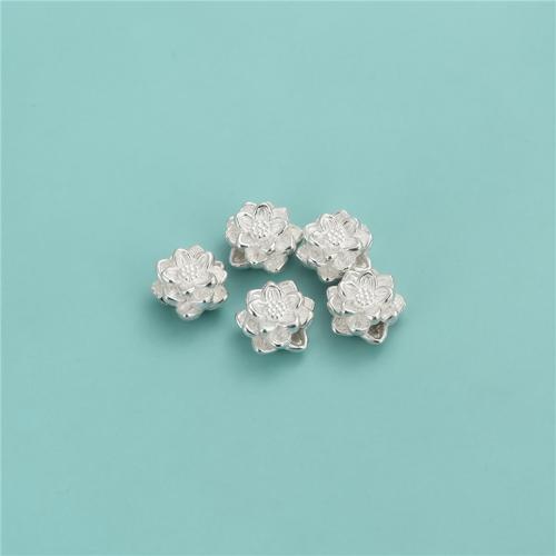 925 Sterling Sølv Mellemled Perler, Lotus, du kan DIY, sølv, 12x7.40mm, Hole:Ca. 2.5mm, Solgt af PC