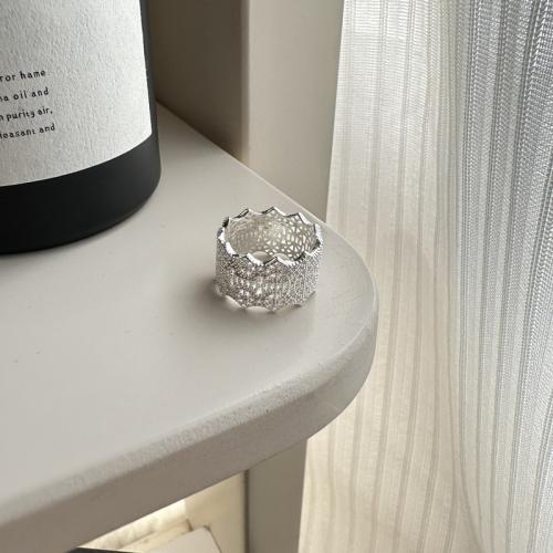 925 sterling zilver Manchet Finger Ring, gepolijst, voor vrouw & hol, Maat:6.5-7.5, Verkocht door PC