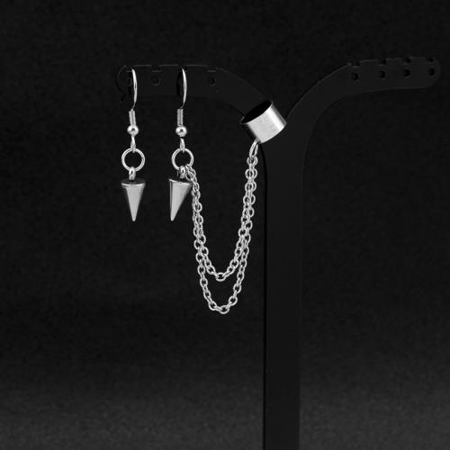 asymmetrische oorbellen, 304 roestvrij staal, gepolijst, mode sieraden & uniseks, meer kleuren voor de keuze, 90mm, Verkocht door pair