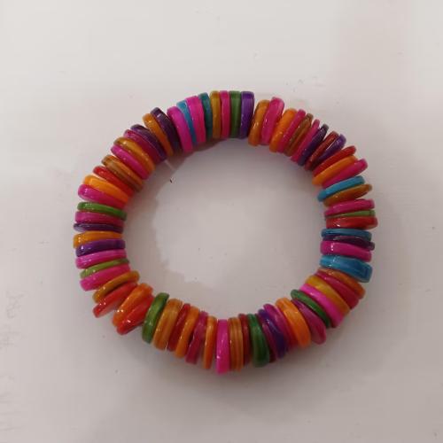 Shell Smycken Armband, Flat Round, mode smycken & Unisex, blandade färger, Längd Ca 18 cm, Säljs av PC