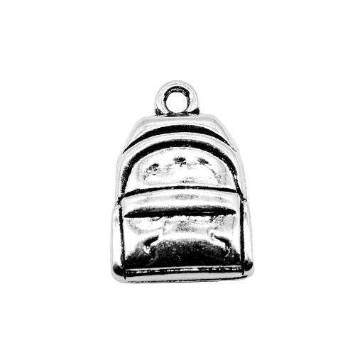 Colgantes de Aleación de Zinc, schoolbag, chapado en color de plata antigua, Vintage & Joyería & Bricolaje, 14x20mm, Vendido por UD