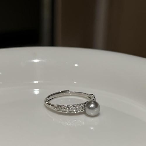 Krychlový Circonia Micro vydláždit mosazný prsten, Mosaz, s Plastové Pearl, módní šperky & micro vydláždit kubické zirkony & pro ženy, více barev na výběr, Velikost:7, Prodáno By PC