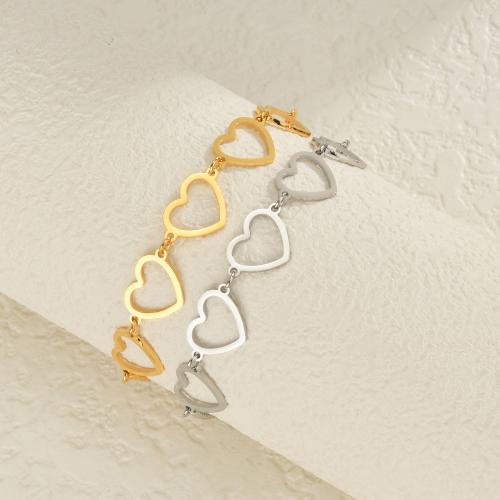 Stainless Steel Jewelry Bracelet 304 Stainless Steel with 5.5cm extender chain Heart plated fashion jewelry Length 16 cm Sold By PC