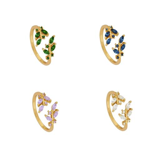 Kubieke Circonia Micro Pave Brass Ring, Messing, plated, micro pave zirconia & voor vrouw, meer kleuren voor de keuze, 10.50x16mm, Verkocht door PC